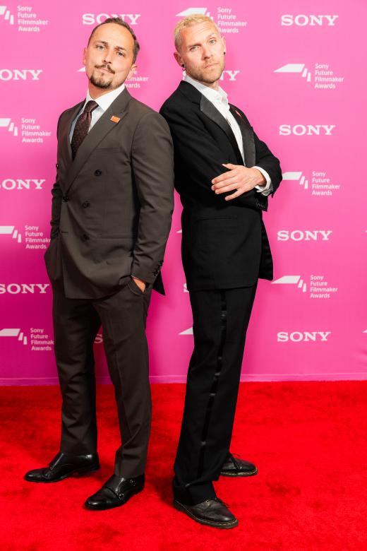 Shortlisted filmmakers Elliott Gonzo and Elliot Warren at the Sony Future Filmmaker Awards 2024 ceremony