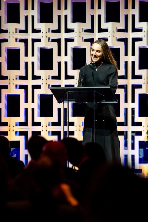 Non-Fiction winner, Juliet Klottrup, at the Sony Future Filmmaker Awards 2025 ceremony