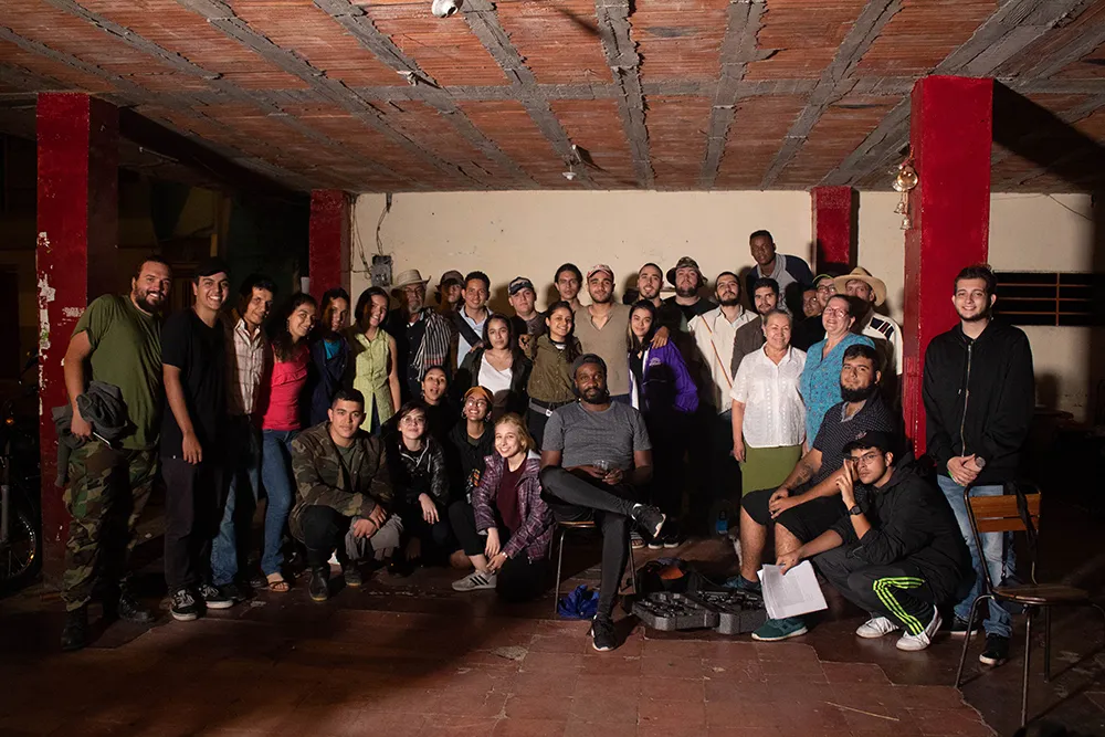 Mateo Salas with fellow filmmakers in Colombia 