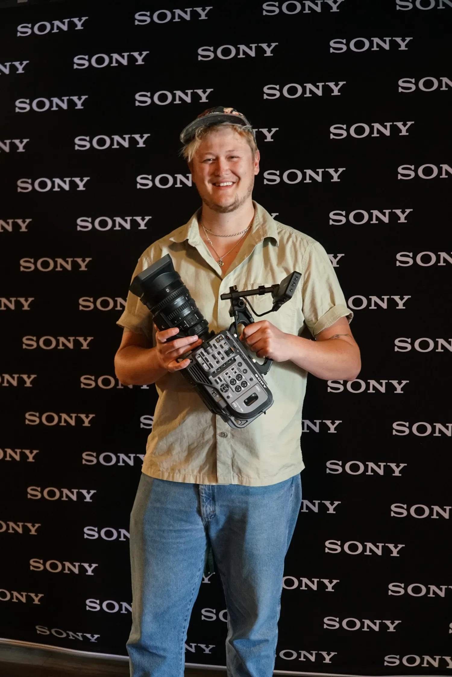 Dan Thorburn at Sony's Studio in Pinewood with his prize