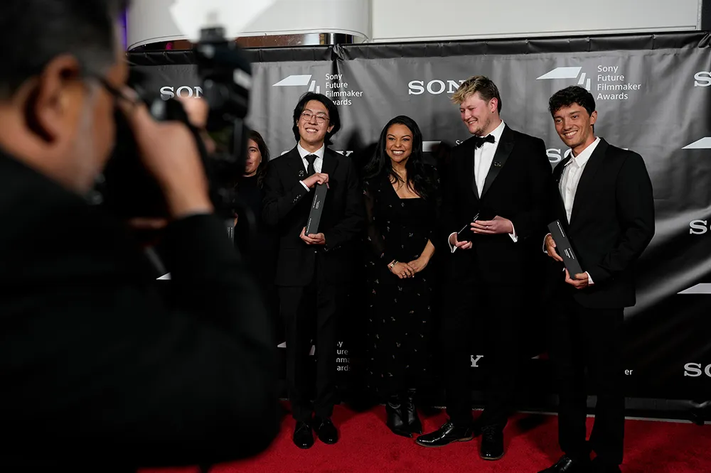 Pedro Furtado on the red carpet alongside his fellow category winners and Nicole Brown, President of TriStar Pictures 