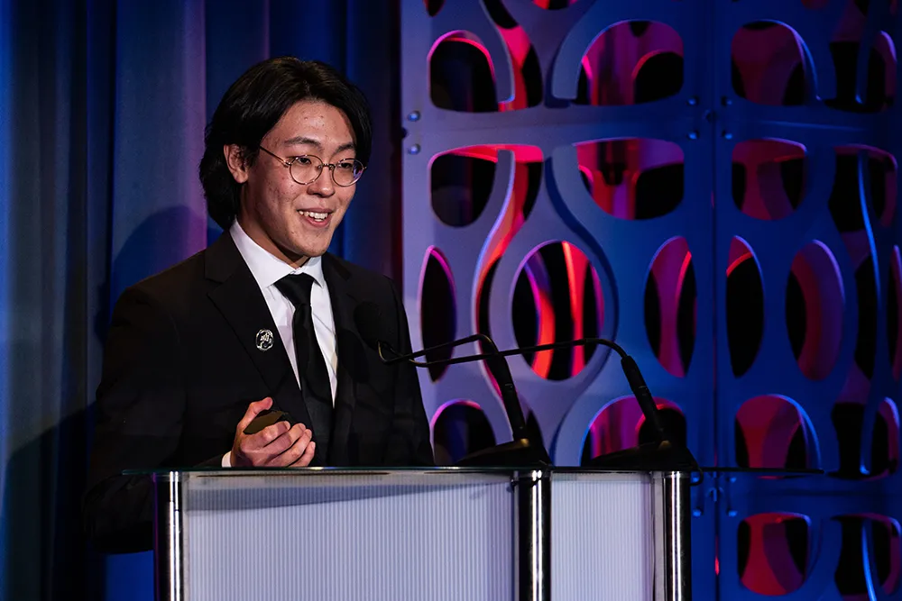 Seonghoon Eric Park accepting his award at the ceremony in the Cary Grant Theatre 