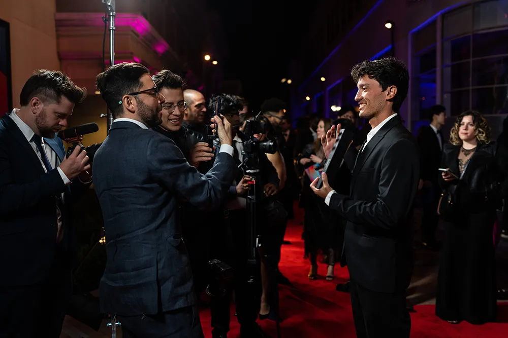 Pedro Furtado talks to press and media after the Sony Future Filmmaker Awards ceremony 