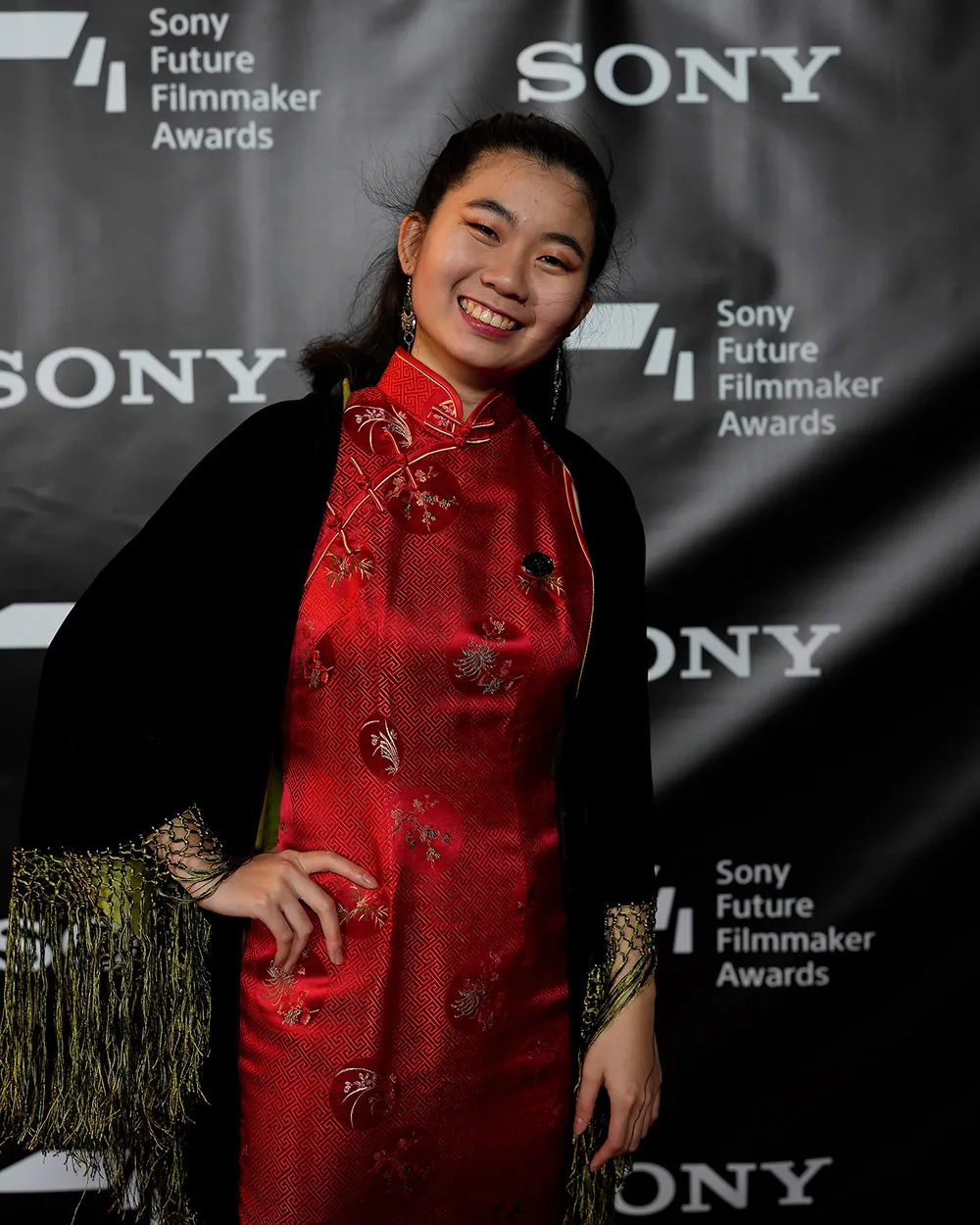 Shiao-ya (Maggie) Huang on the red carpet at the Sony Future Filmmaker Awards
