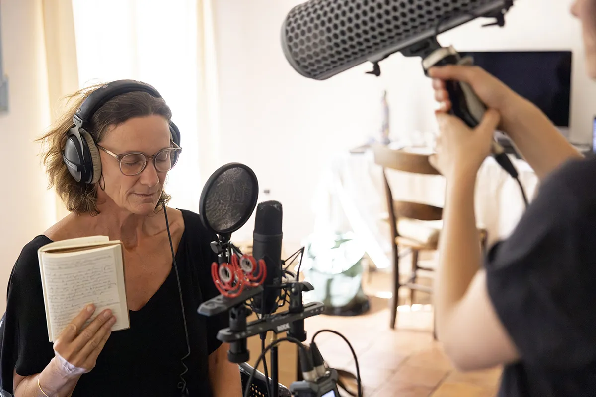 Jacob recording the voiceover for his recent film Sem la Beluga