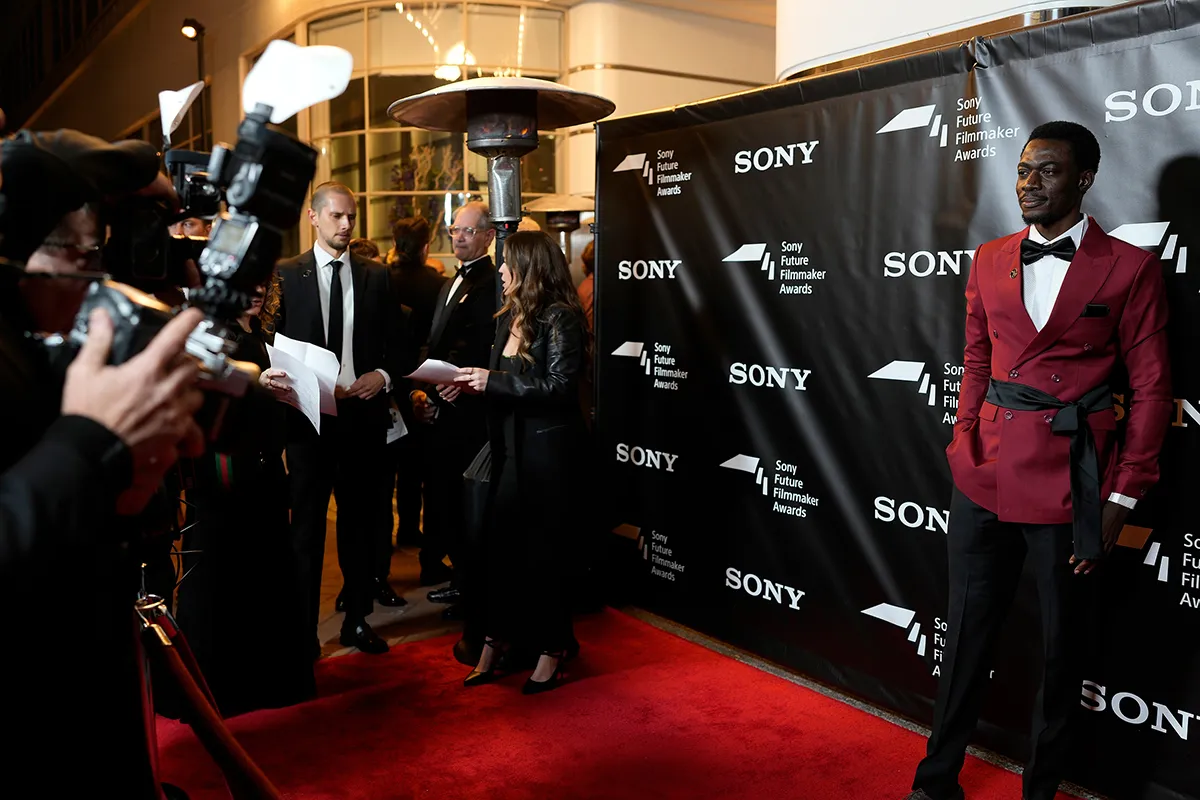 Theo-Ziny Joel at the red carpet at the Sony Future Filmmaker Awards