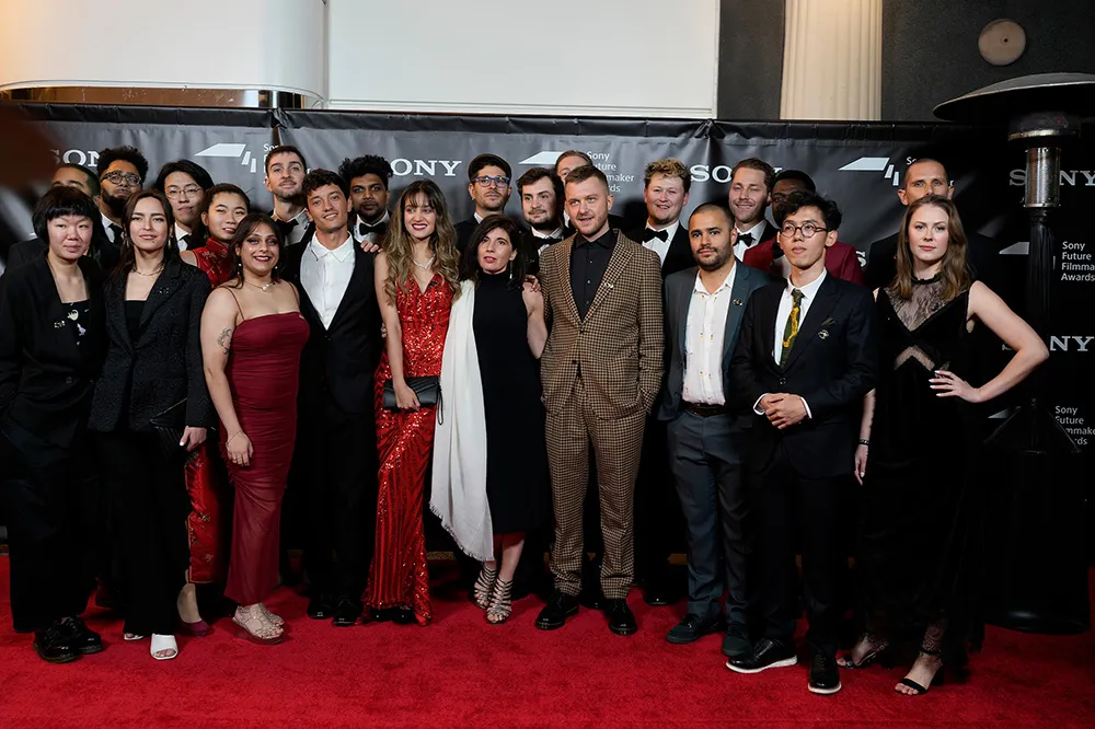 Joy Webster with her fellow shortlisted filmmakers on the red carpet during the Sony Future Filmmaker Awards 