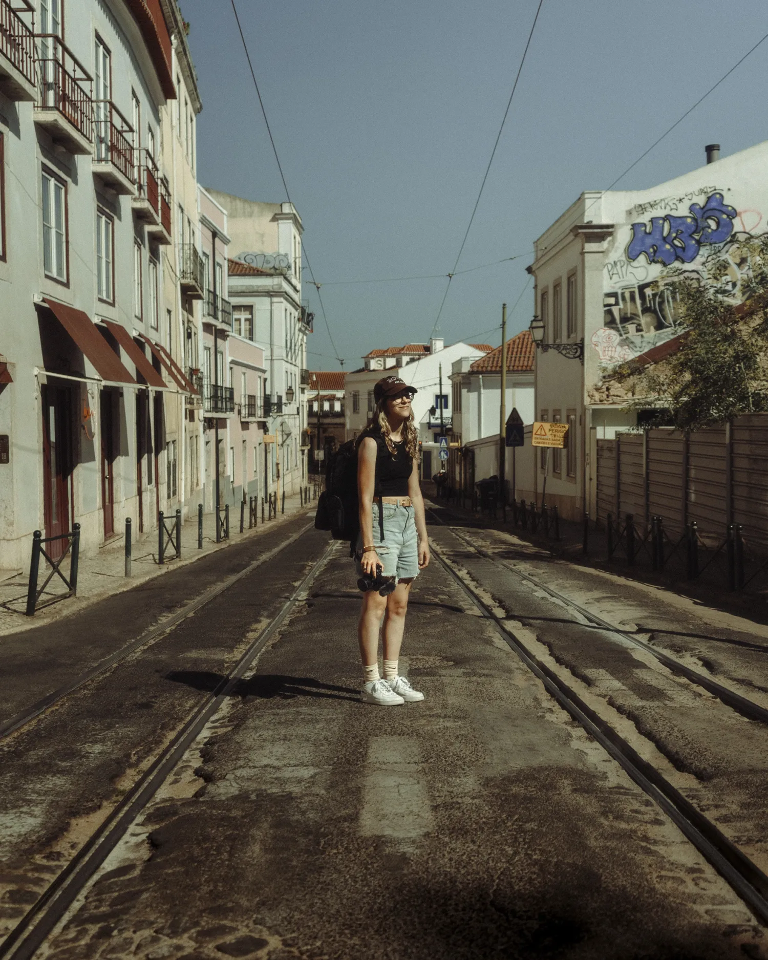 Teja Lisjak standing in a street with her Sony FX30