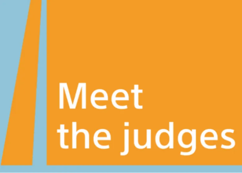 A designed image with text: Meet the Judges